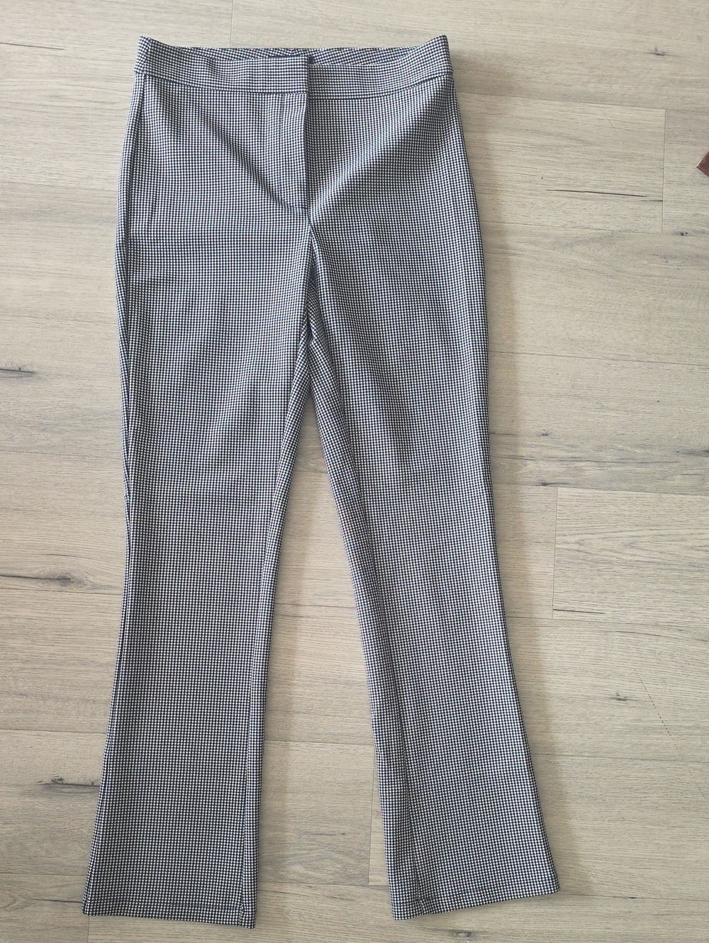 Theory Black & White Micro-Houndstooth Bootcut Pants